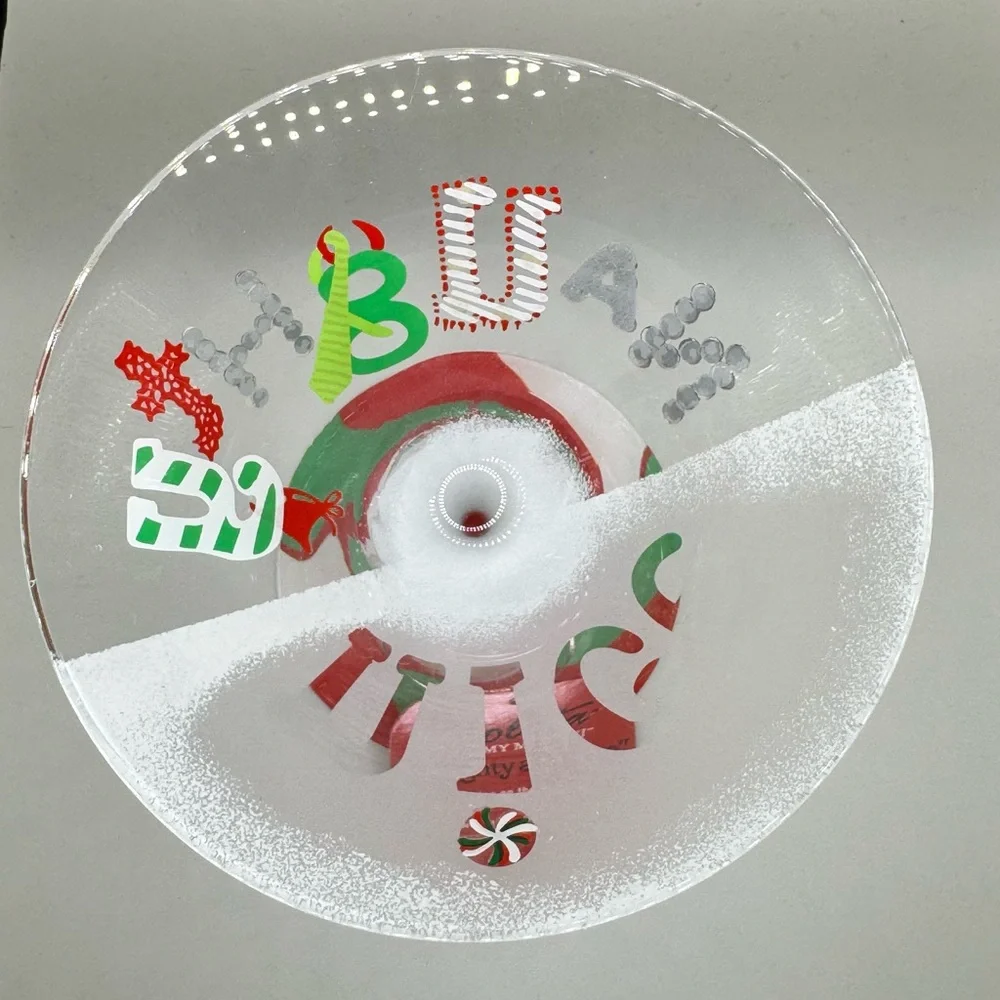 Lolita Naughty and Nice Christmas Martini Glass NIB Hand Painted Collectible 7oz